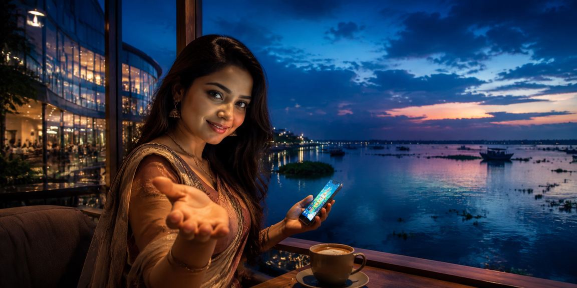বাংলাদেশে সমুদ্র সৈকতে মোবাইলে পেমেন্ট করছেন একজন ব্যবহারকারী